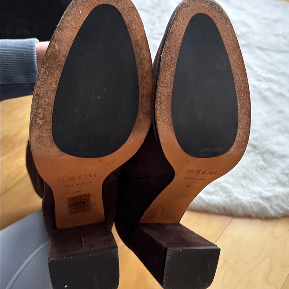 Italian Suede Heeled Boots - Chocolate - Picture 4 of 6